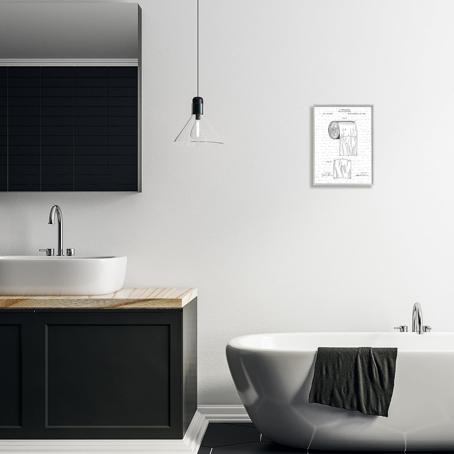 Vintage Patent Bathroom, 11 x 14 Inch Framed Giclée Print image 3