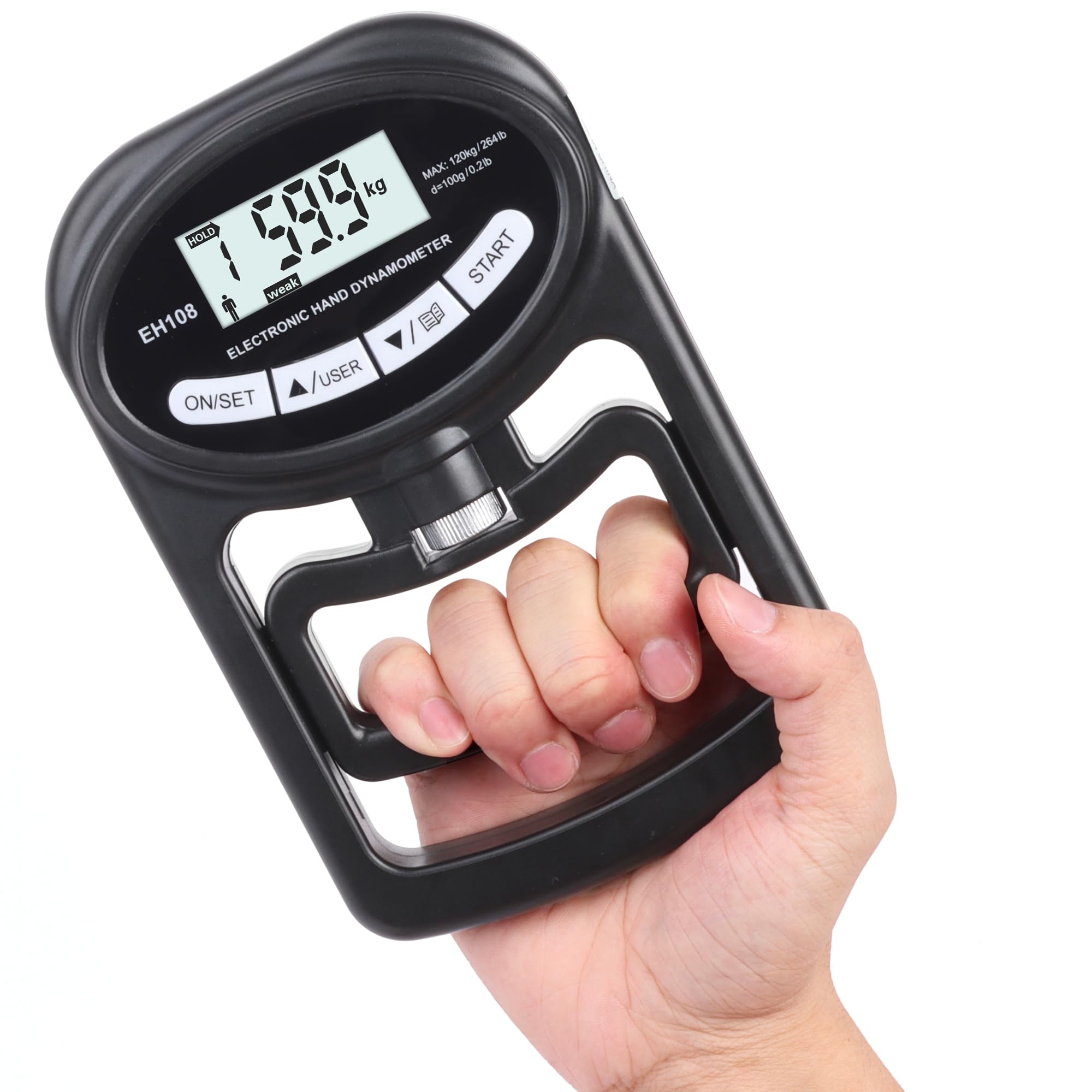 Buy Hand Dynamometer Grip Strength Trainer 265 lbs / 120 kg, Electronic ...