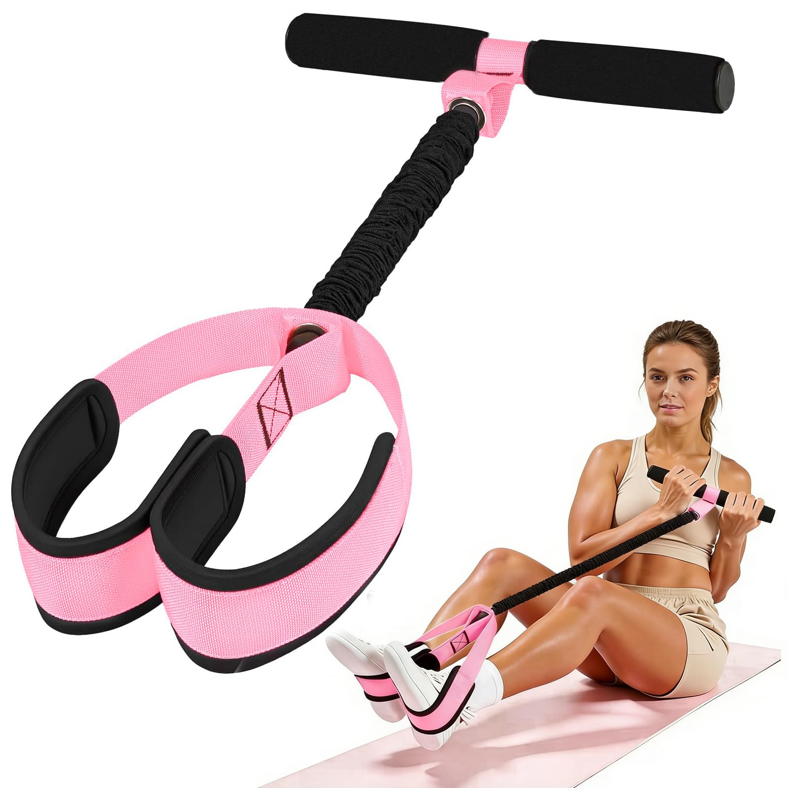 FOLAI Upgraded Multifunctional Resistance Band, Home Strength Training, Pilates, and Yoga Gear, Suitable for Men and Women’s Fitness Equipment Abs, Arms, and Legs Workouts (Pink)