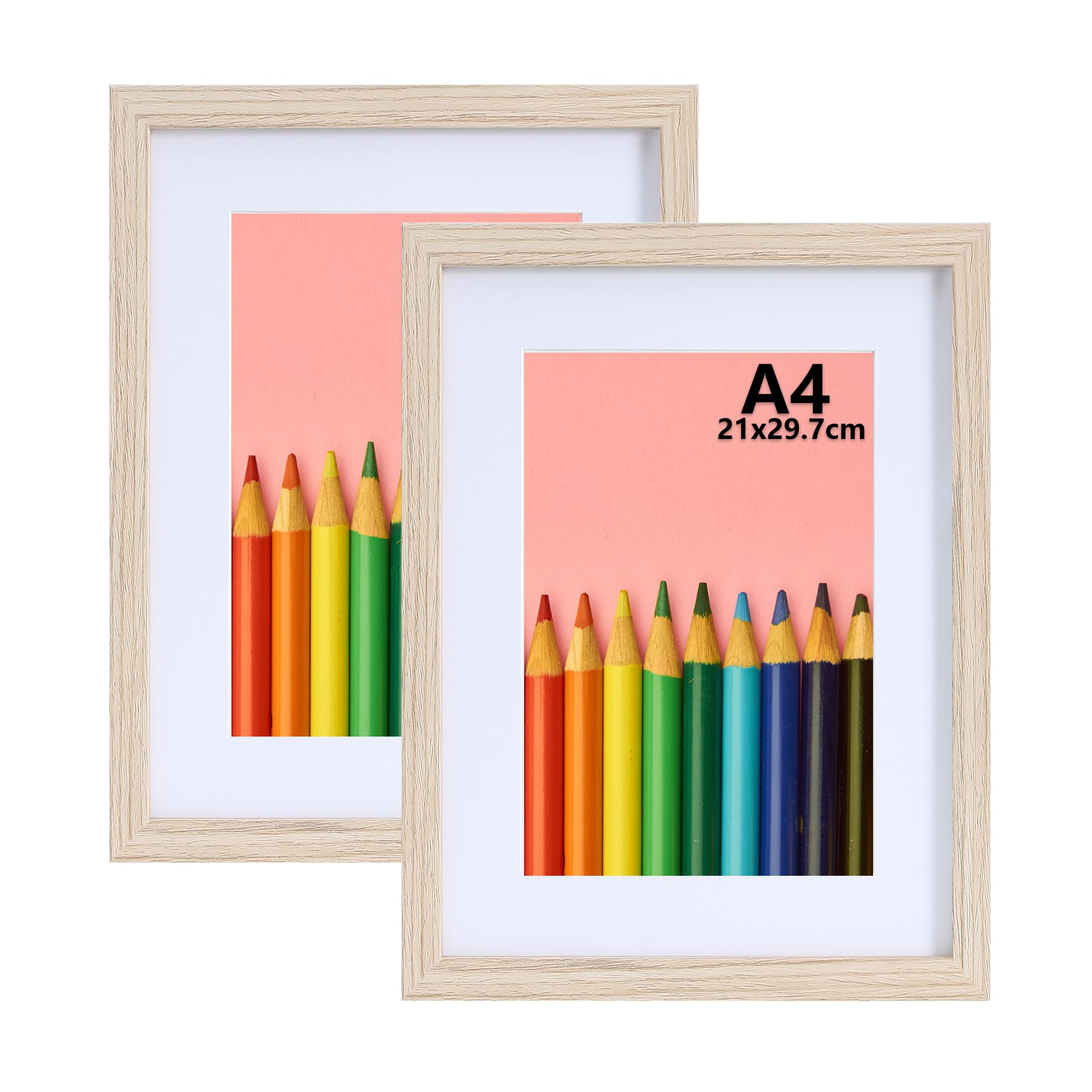 LYYYYX A4 Wooden Photo Frame, 21 x 29.7 cm, MDF Frame, DIN A4, Set of 2, for Certificates, Photos, Posters, Puzzle — image 1