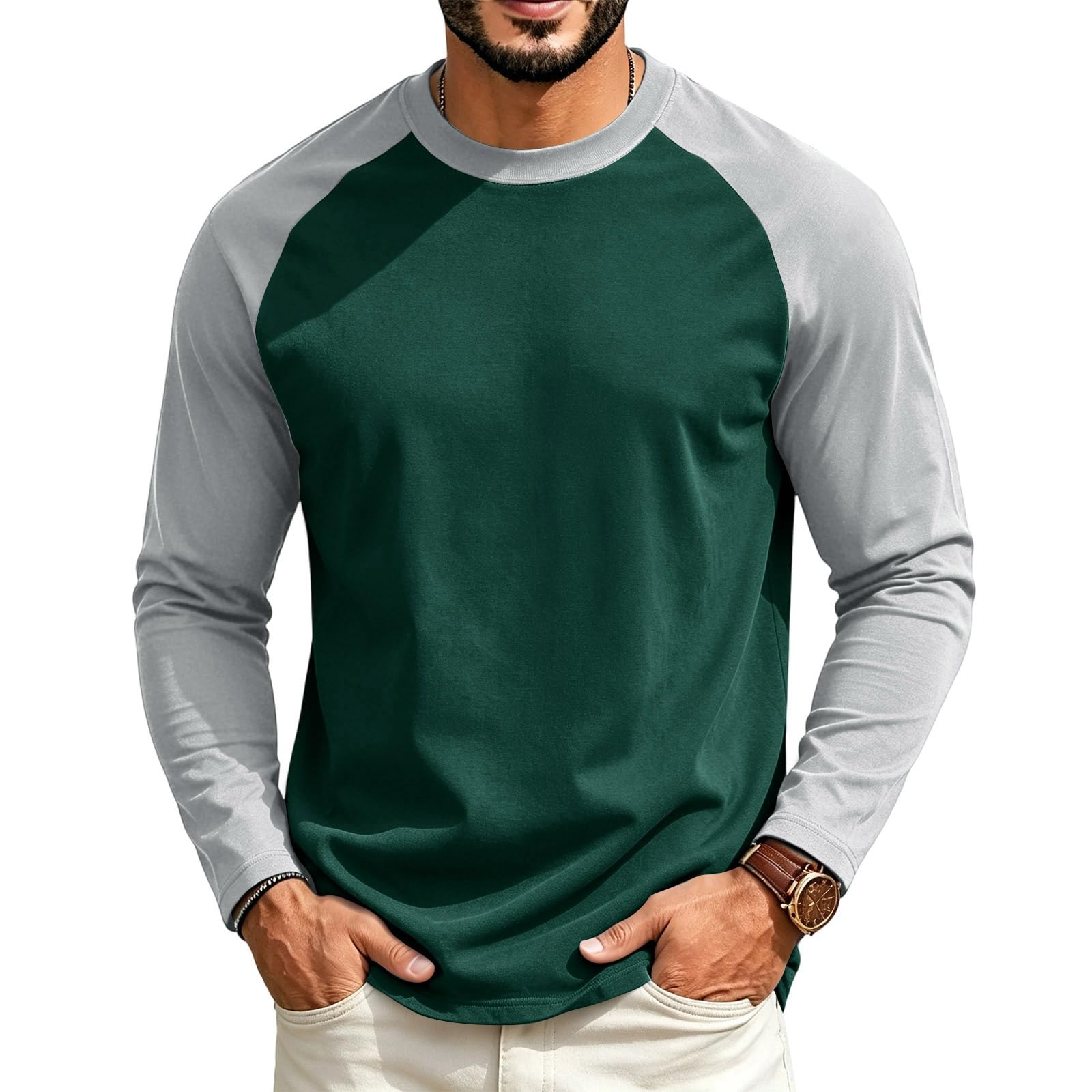 Halloween Crew Neck Shirts Costumes for Men Long Sleeve,04-Dark Green 4XL — image 1