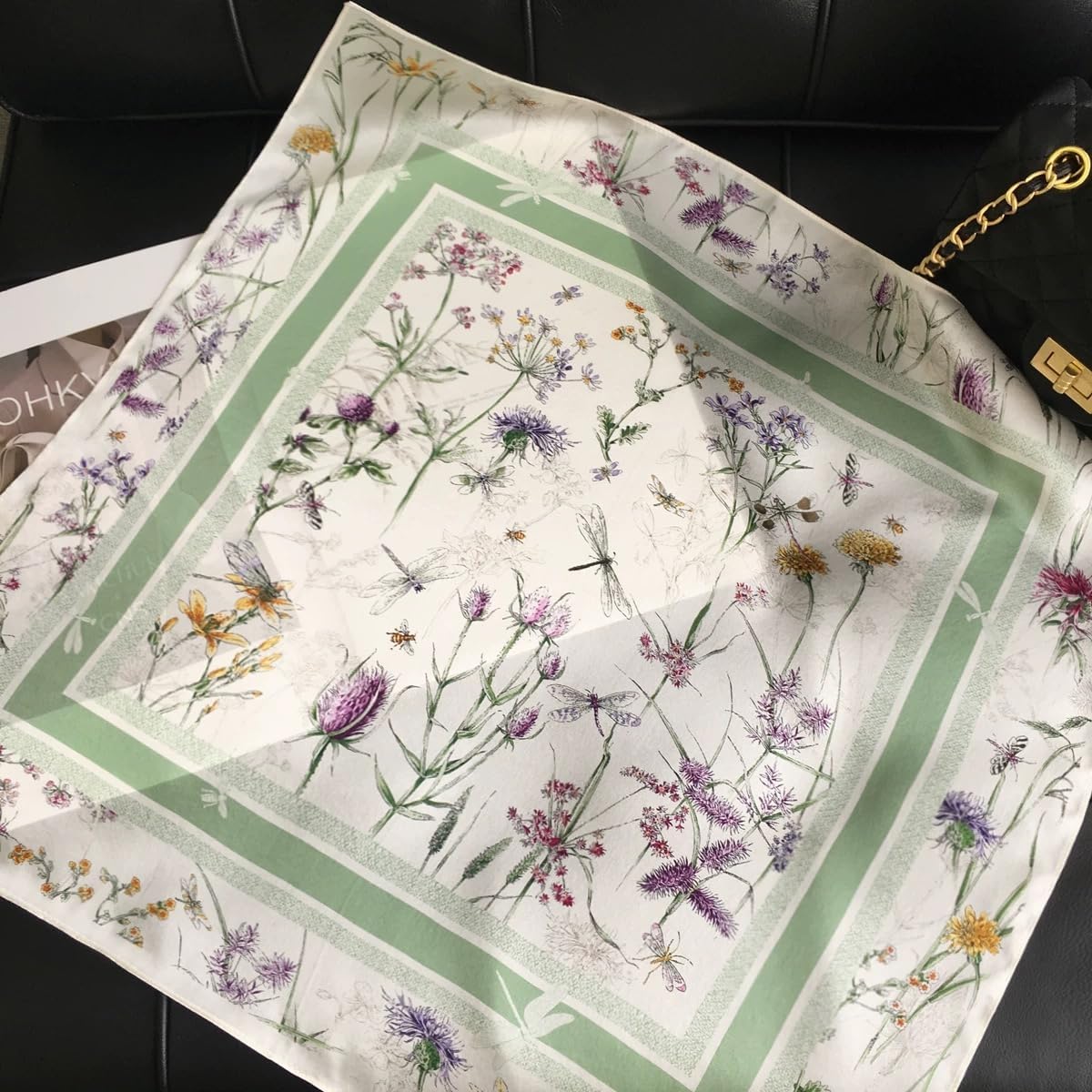 ANDANTINO 100% Mulberry Silk Square Scarf for Hair-25.6" X25.6'' Women Men Natural Silk Neckerchief Digital Printed Headscarf - Image 6