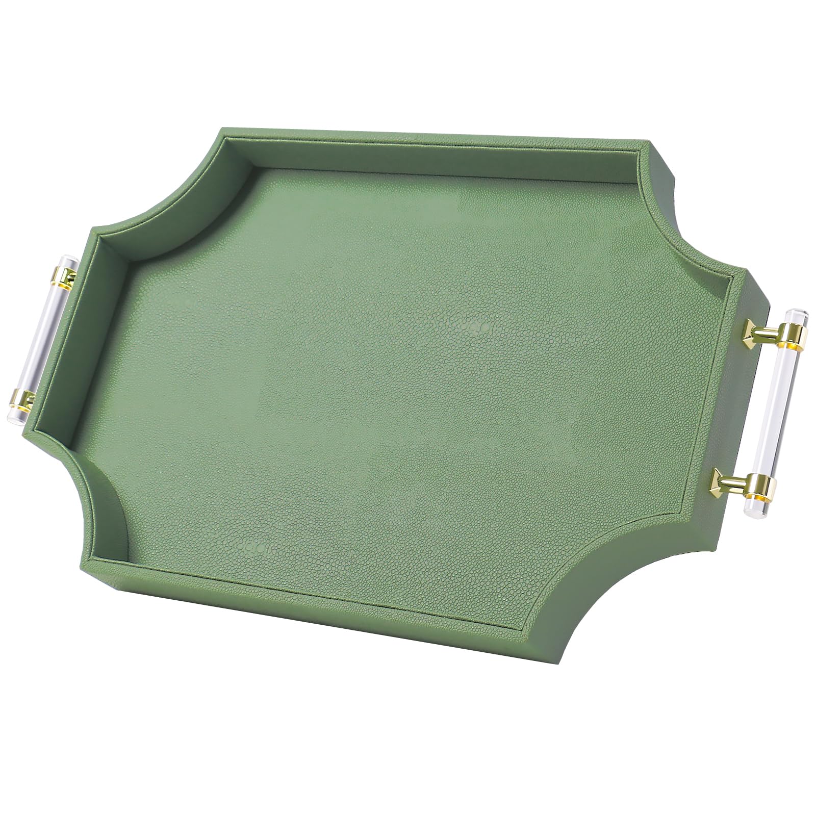 Photo 1 of 22.6'' × 13'' Coffee Table Tray Shagreen Scalloped Decorative Ottoman Tray