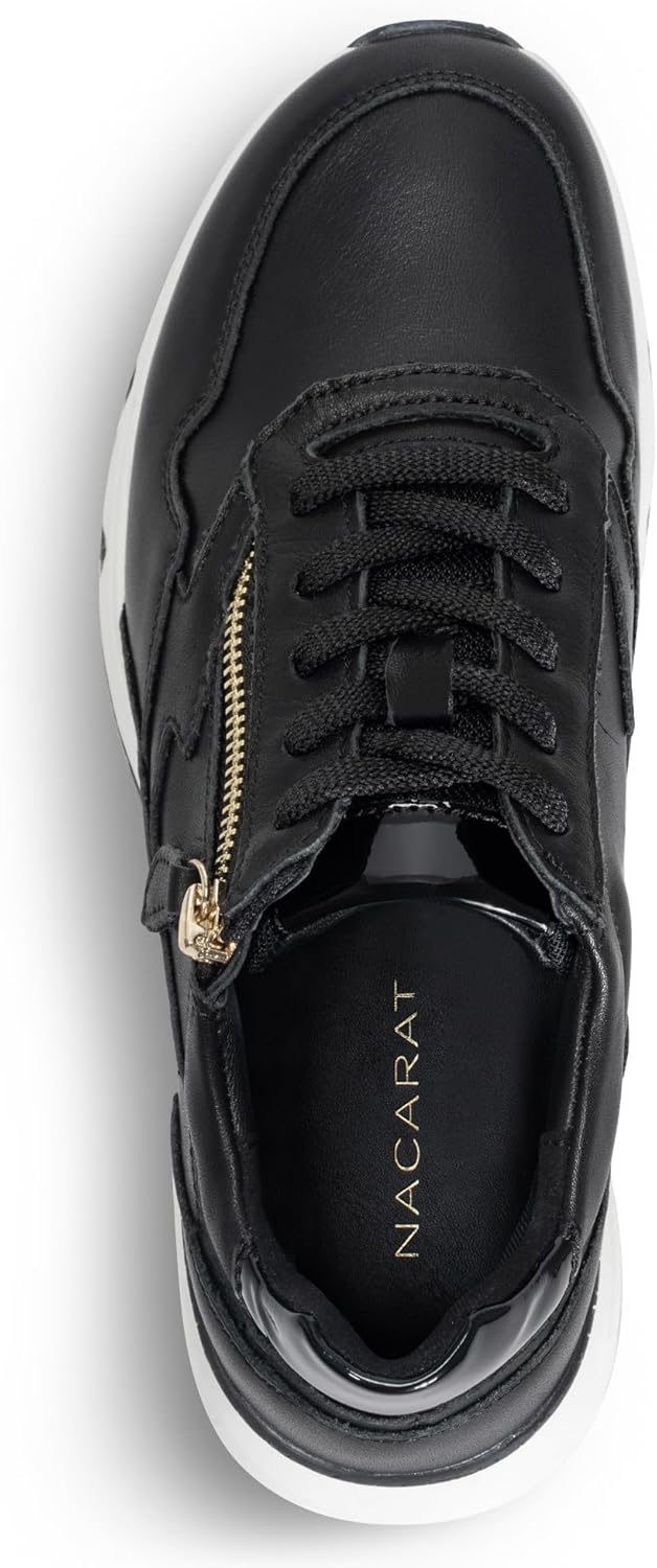 NACARAT Women’s Genuine Leather Sneakers Slip-On Walking Shoes with Side Zipper, Breathable Water-Repellent Upper, Cushioned Non-Slip Outsole - Image 4