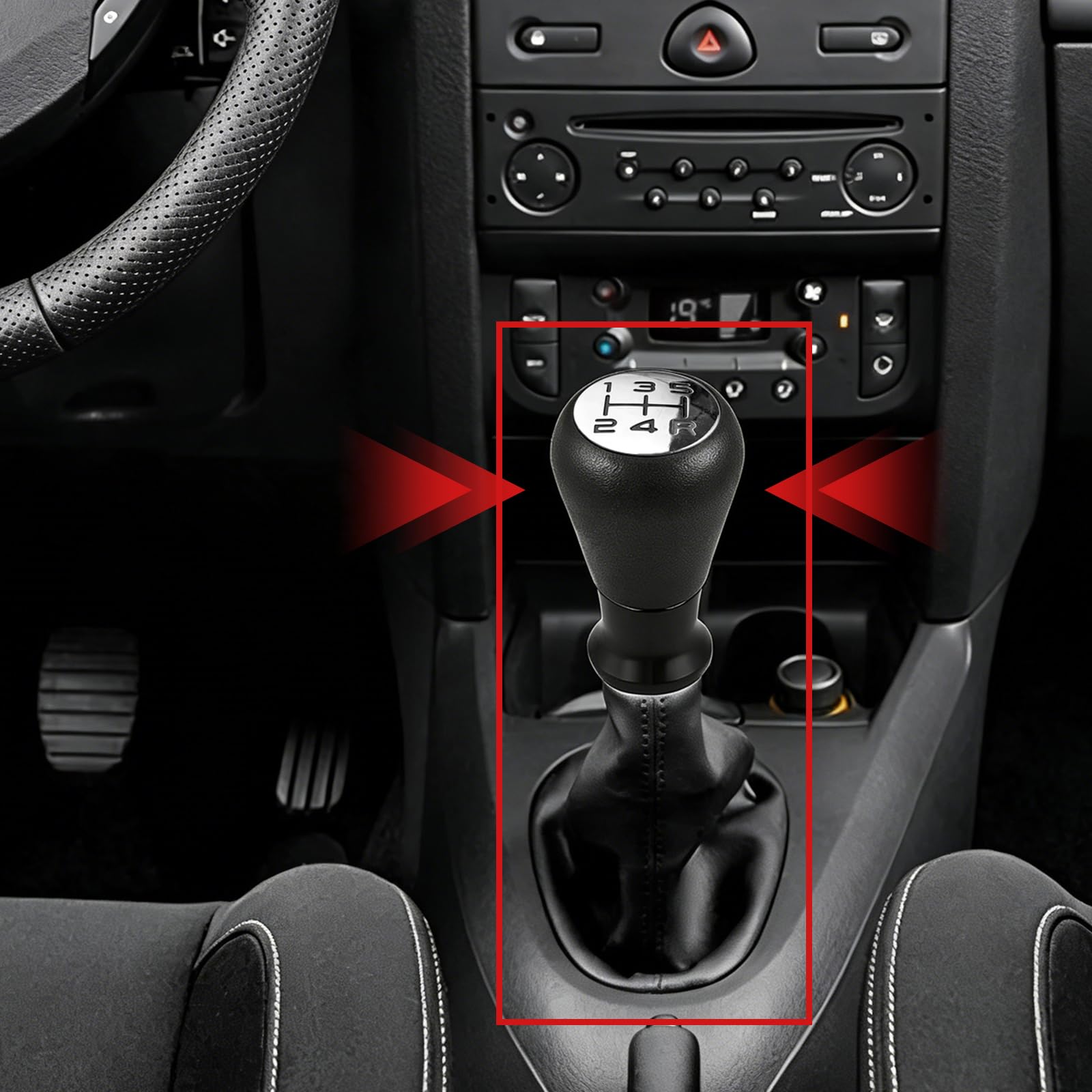 Chromowana gałka zmiany biegów z mieszkiem pasuje do Peugeot 106 206 306 406 605 Expert Partner C.itroën Skocz Spacetourer Chrome Gałka zmiany biegów ze skórzanym miechem