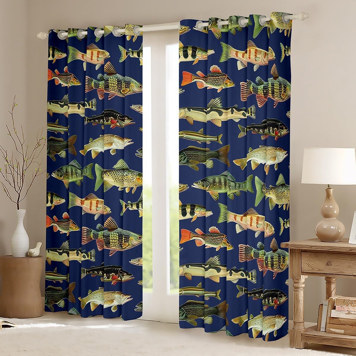 Feelyou Bass Fish Duvet Cover Twin Size Fishing and Hunting Bedding Set for Kids Boys Girls Rustic Cabin Country Decor Comforter Cover Breathable Soft Lightweight Microfiber Bedroom Decor