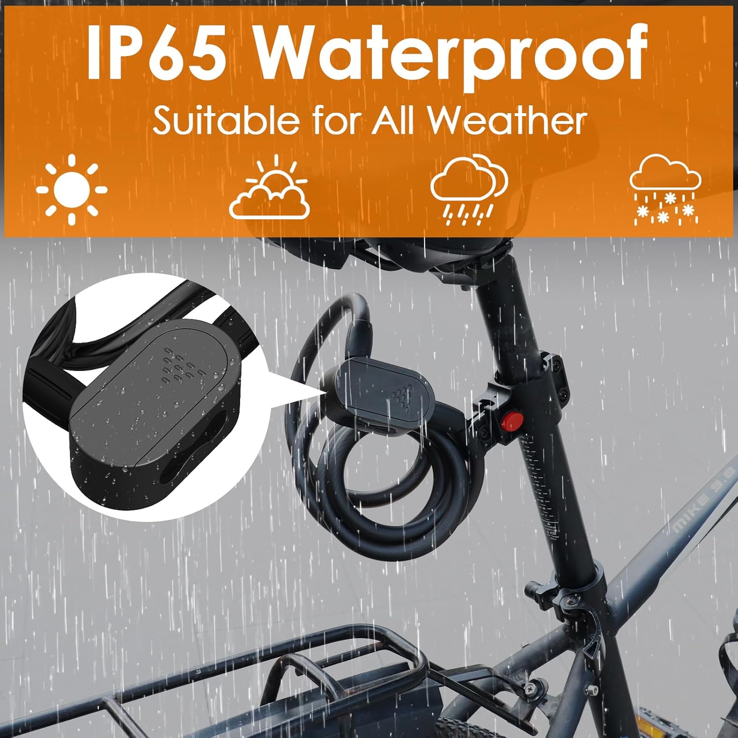 Eseesmart Fingerprint Bike Lock with Keys, 4.92 Feet Cablelock Electric Scooter Lock Heavy Duty Anti Theft Waterproof with Mounting Bracket, Bike Accessories for Bicycle, Electric Scooter, Motorcycle