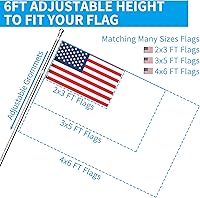 Vista 6 de ZMTECH Flag Pole - Upgraded Bracket, 6 FT Stainless Steel Flag Poles for Outside House, Residential or Commerical, Tangle Free Flag Pole Kit for