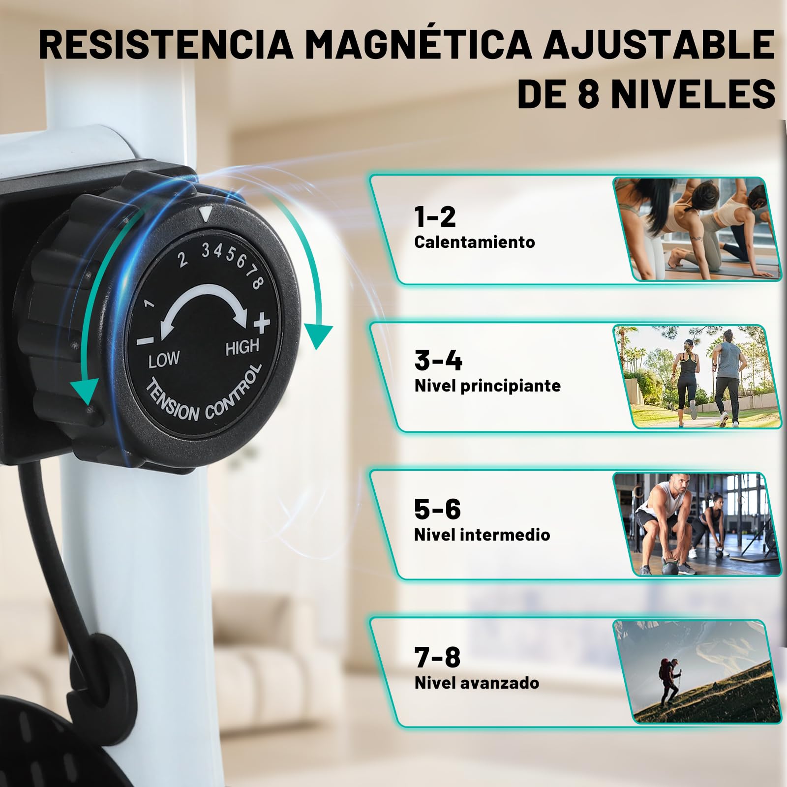 ISE Bicicleta estática plegable Cardio Training Fitness 8 niveles de resistencia magnética pantalla LCD Entrenamiento con sensor de frecuencia cardiaca, SY-810L