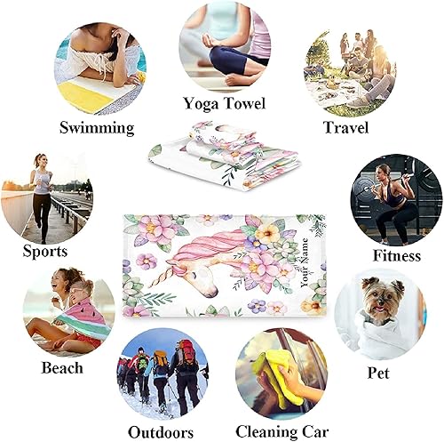 Miniatura 7 de Juego de 3 toallas personalizadas con estampado de leopardo negro con nombre (1 toalla de playa, 1 toalla de cara, 1 toalla de mano), juego de