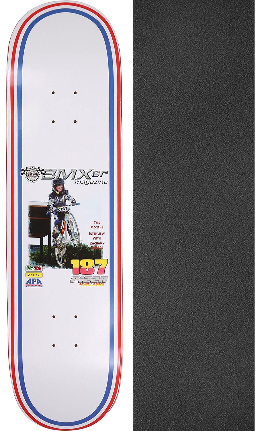Pizza Skateboards Zach "Ducky" Kovacs BMXER Skateboard Deck - 8.25" x 32" with Jessup Black Griptape - Bundle of 2 items