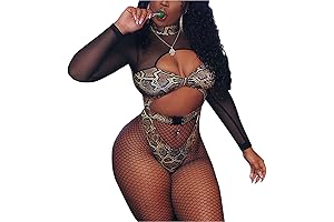 Women's Intriguing Snake Print Bodysuit: A Sensuous Blend of Style and Seduction