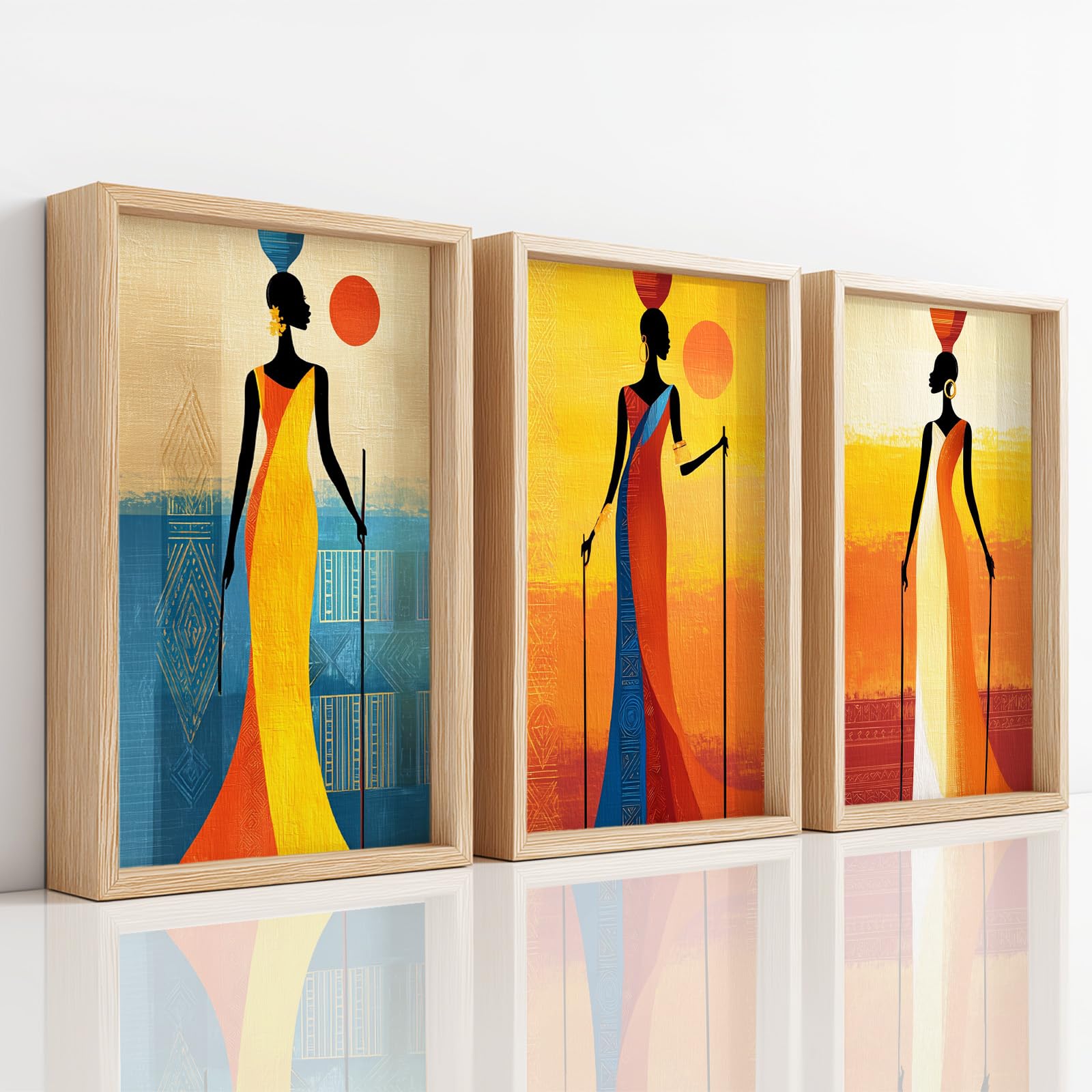 Genérico - Póster decorativo para pared, diseño de arte africano con 3 unidades, 42 x 59,4 cm