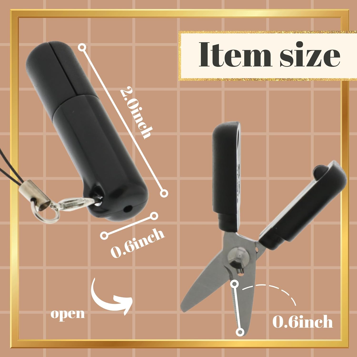 SUN-STAR "STICKYLE" Portable Scissors with Straps (Mini), Black