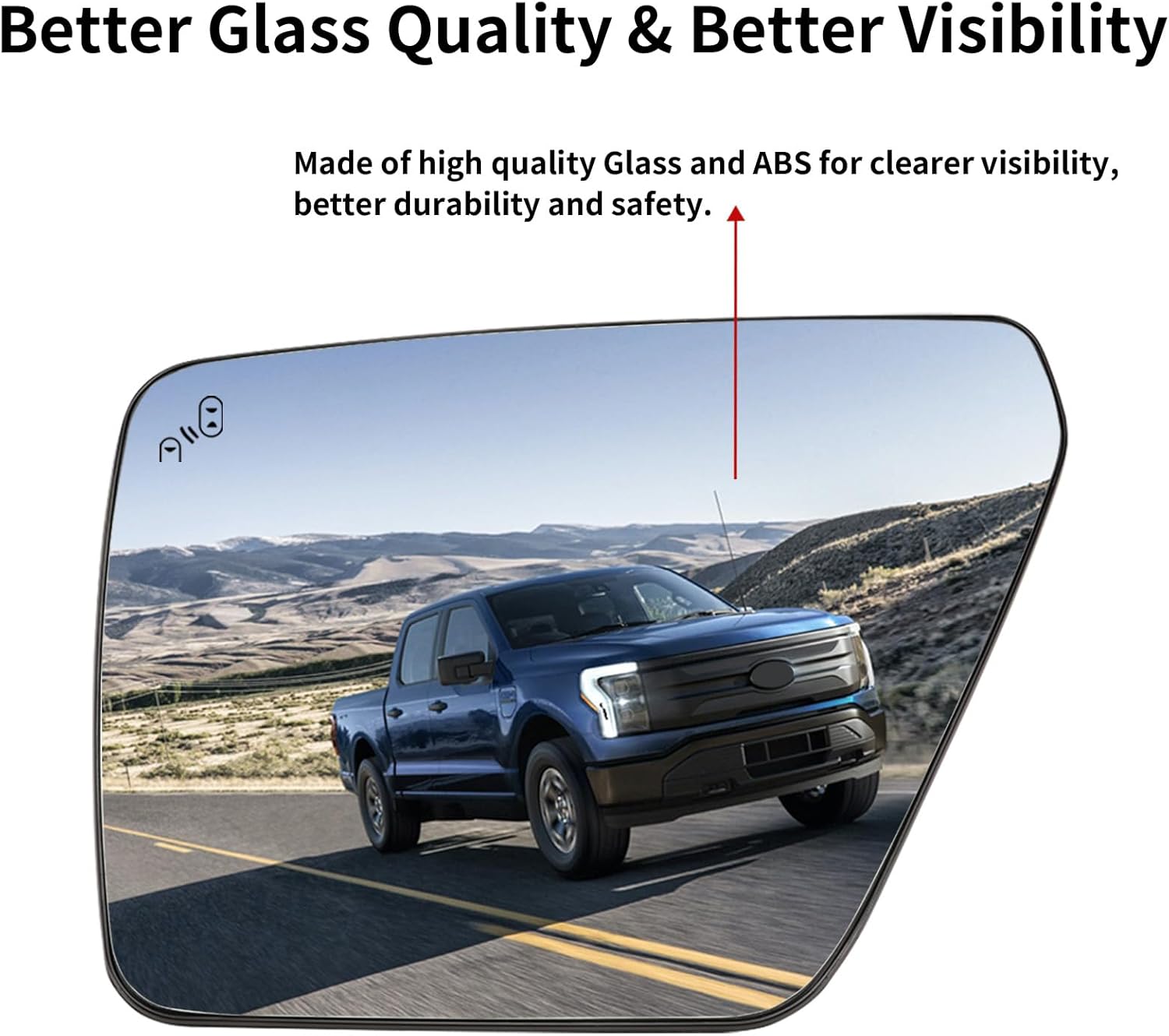 Driver Side Mirror Replacement for Ford F150 2022 2023 - Left Side Mirror Glass, Rear View Mirrors Glass with Power Heated & Blind Spot