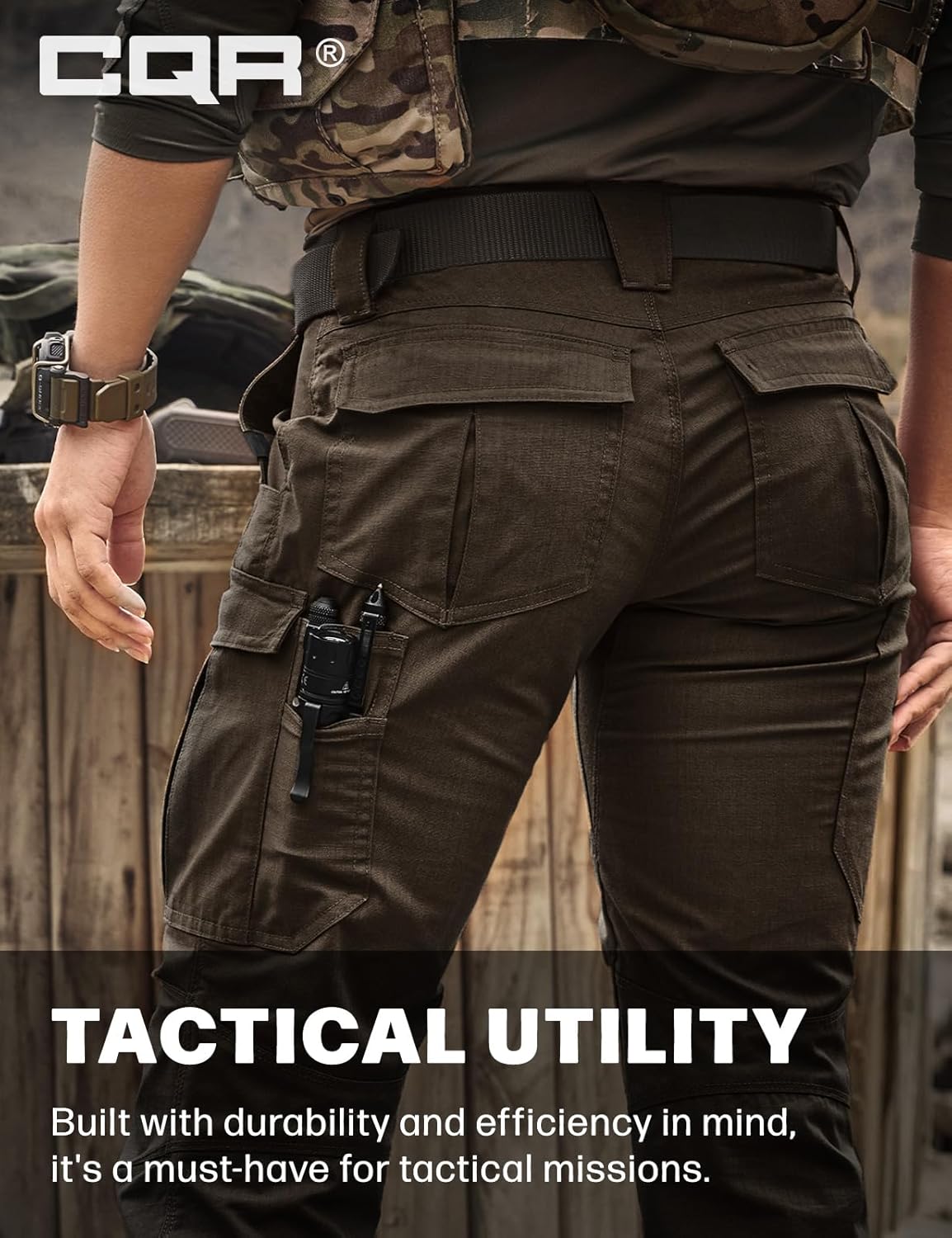 CQR Women's Flex Stretch Tactical Pants, Water Resistant Ripstop Cargo Work Pants with Pockets for Outdoor & Hiking - Image 5