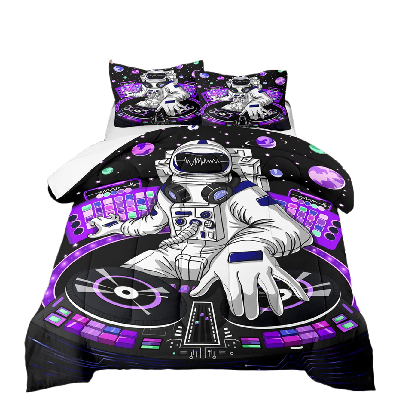 OKalayni Twin Comforter Sets for Boys Girls Kids Teens Space Astronaut Galaxy Bedding Sets Outer Space Themed Bedroom Decor 2 Piece Twin Size Bed Set Include -Comforter & Pillow Case Purple