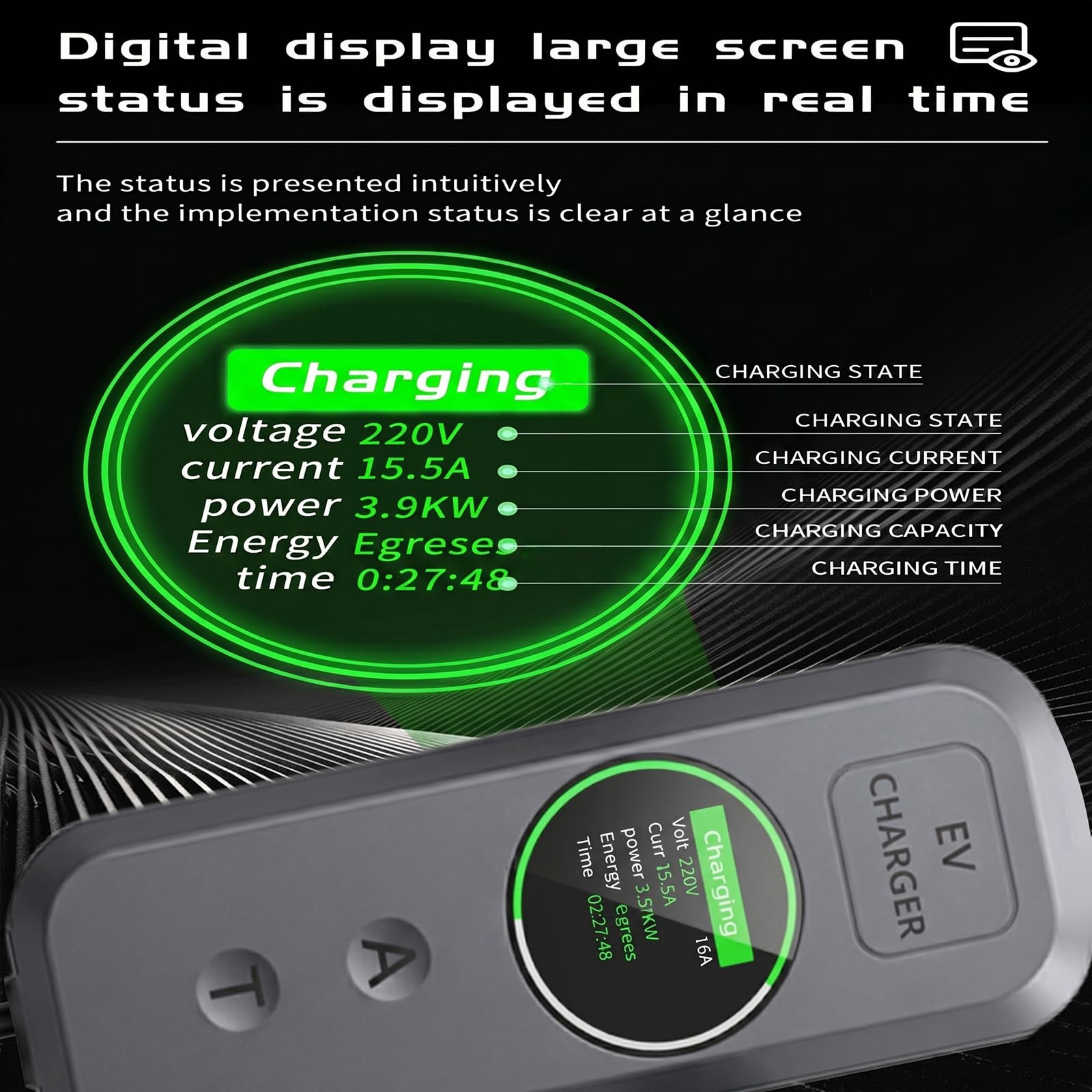 EV Charger Cable Type 2 to 3 Pin Plug, 5M 3.5kW Electric Car Charger, 8/10/13/15/16A Adjustable Type 2 Charging Cable, EV Charger with LED Indicator, Ev Charging Cable for EV & PHEV — view 5