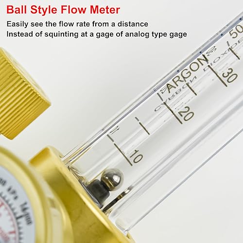 Miniatura 5 de Regulador de argón de CO2 Medidor de flujo de argón Medidor de regulador de gas para soldadura Mig Tig con soldadura de manguera de gas de 10 pies