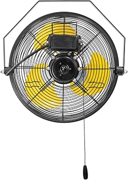 HiCFM 2500 CFM 12 Inch Industrial Wall Mount Fan, 3-Speeds High Velocity Wall fan with IP44 Enclosure Motor for Barn, Garage, Warehouse, Greenhouse and Commercial Use | 3-Speeds High Velocity Wall fan for Barn, Garage, Warehouse, Greenhouse and Commercial Use