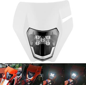 LED Motorcycle Headlight Dirt Bike DRL Headlamp with Bezel Compatible with KTM Husqvarna Motocross Enduro Supermoto All Years FE FX FC TC TE TX EXC XC 26514001000 White