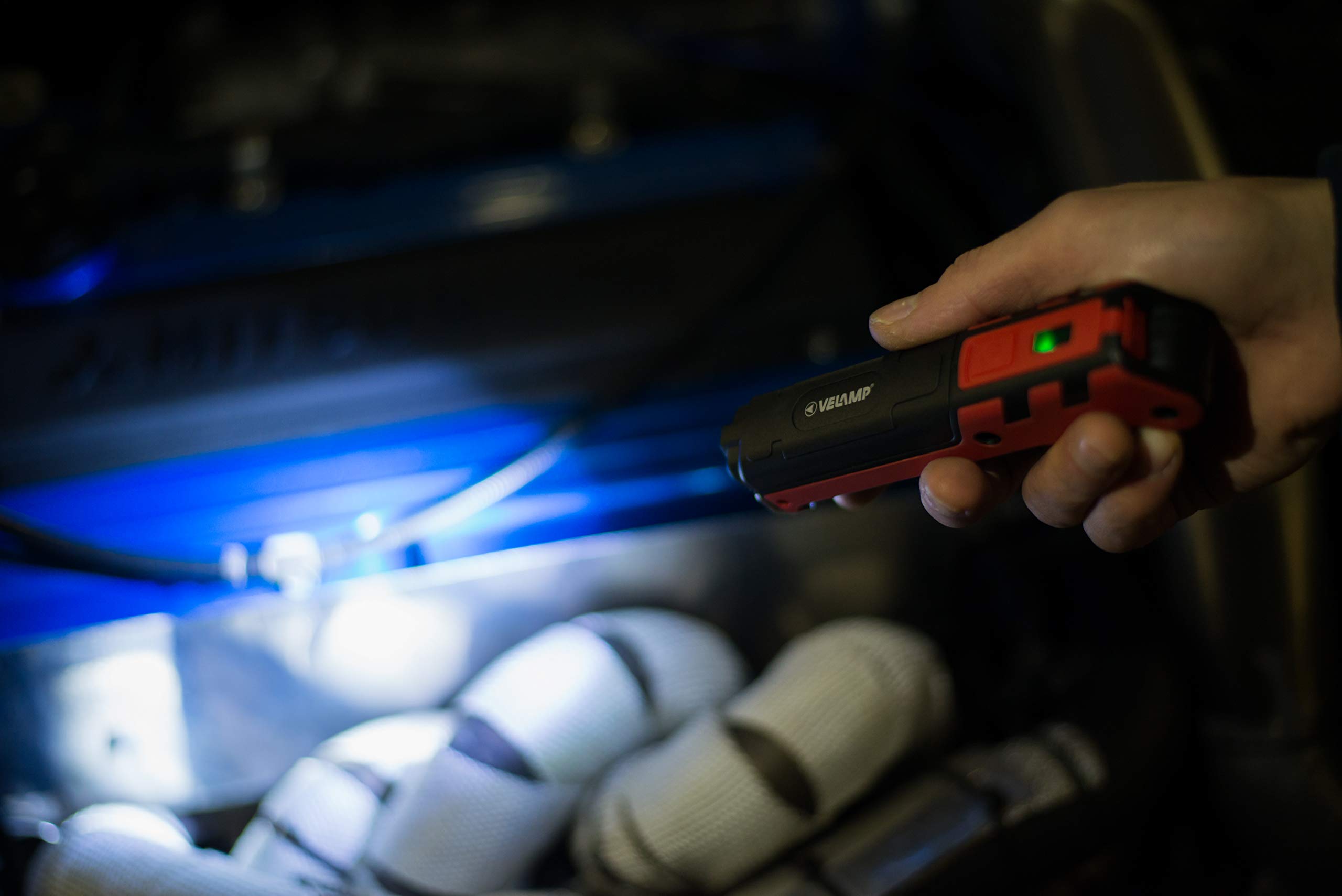 VELAMP - Lampada da Lavoro Magnetica e Pieghevole Kubrik, Batteria 2000mAh Autonomia 5h, Torcia Led Ricaricabile Sottile a Luce Diffusa e Torcia Concentrata - Luce di Ispezione con Gancio per Officina