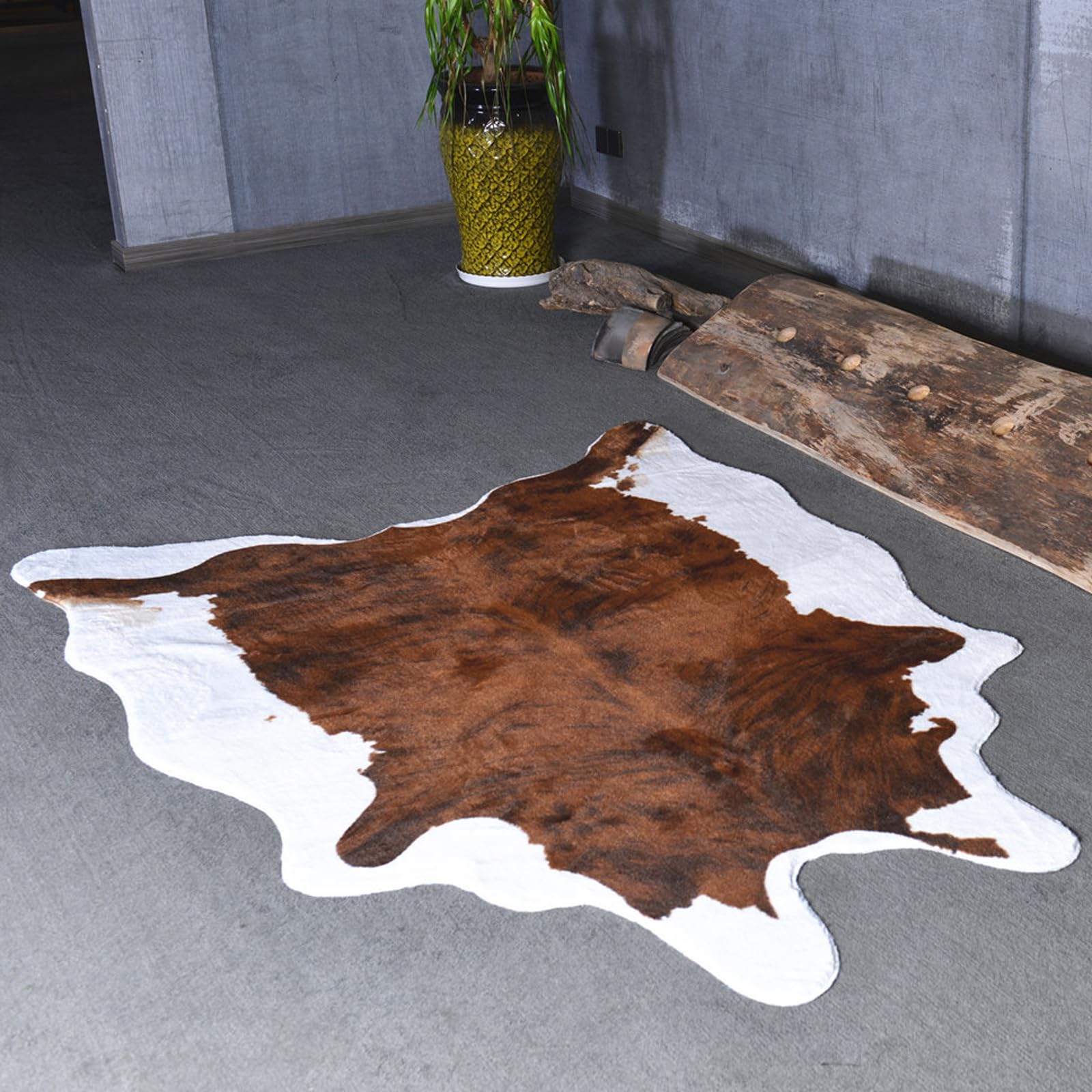 Tappeto Animalier,Tappeto con Stampa a Pelle di Mucca,Finta Pelle di Mucca Marrone Tappeto,Tappeto con Stampa Animalier,Tappeto con Stampa Pelle di Mucca,Antiscivolo,per la casa