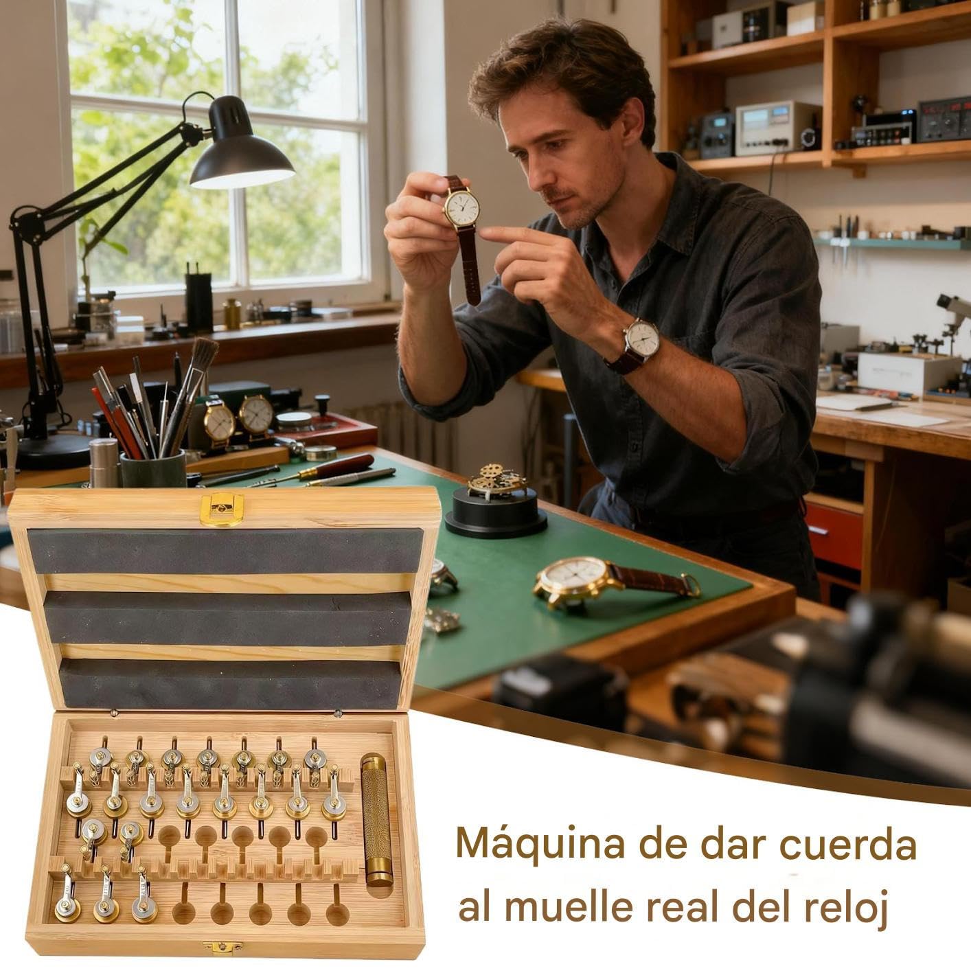 Enrollador de Muelle Real Devanador De Muelle para Reloj De Pared | Kit De Reparación Para Relojero Para Reloj De Abuelo Relojero Mantenimiento Reparación Hogar Industria Comercial