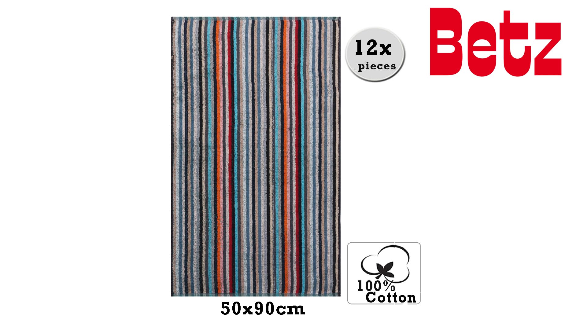 Betz Paquete de 12 piezas de toallas paños de cocina resistentes tamaño 50x90 cm 100% algodón colorido a rayas