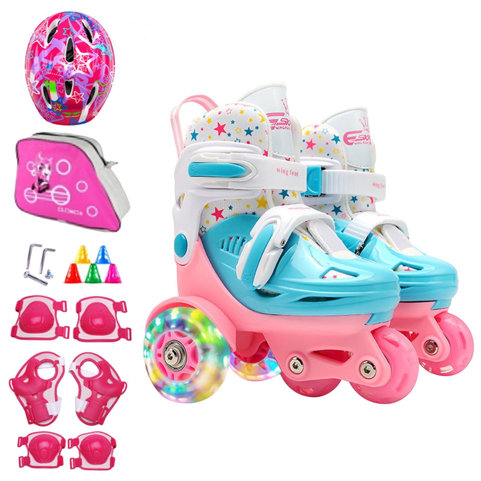 Pattini a Rotelle per i Bambini Ruote Luminose Età 3-8 Anni | Equilibrio Borsa da Trasporto dei Pattini da , Pista di Pattinaggio e Palestra