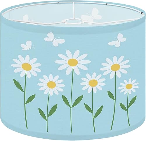 Miniatura 17 de Drum Lamp Shade Naive floral 70s groovy daisy flowers natural tones Retro Lampshade for Floor Lamps Table Lamps Pendant Light 11"x8.9" Replacement