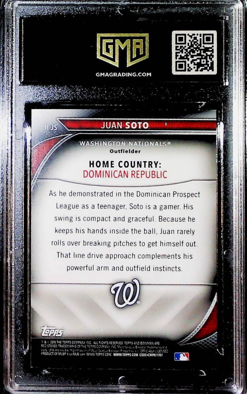 2016 Bowman International Ink Baseball #II-JS Juan Soto Washington Nationals GMA 9 MINT Trading Card