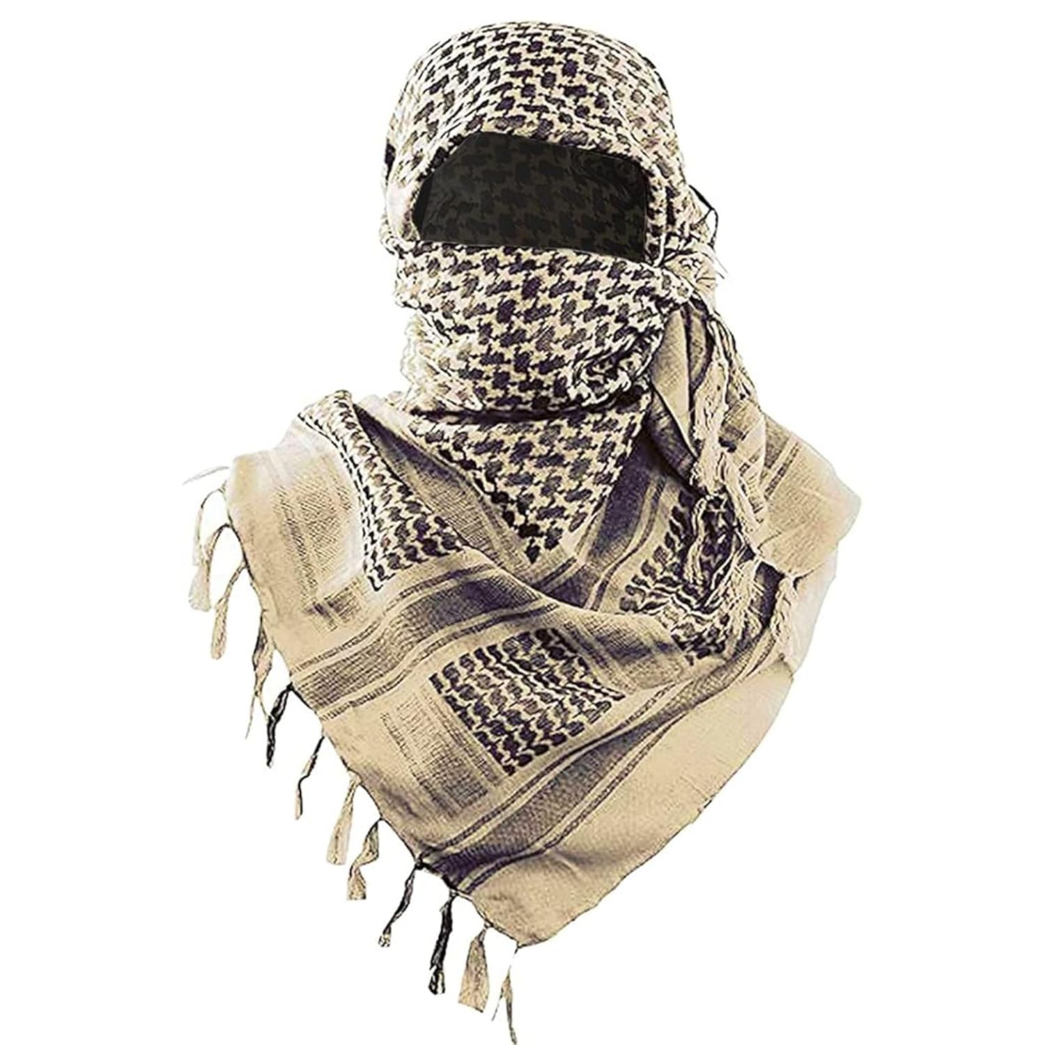 Cotton Shemagh Keffiyeh Scarf – Lightweight Tactical Desert Head Neck Wrap, Sun Protection Outdoor Scarf for Summer Hiking