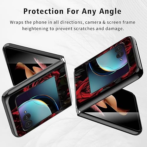 Vista 122 de Funda para Motorola Moto Razr Plus 2023 con protección de pantalla, cubierta trasera de policarbonato duro delgada y ultrafina con patrón de estante