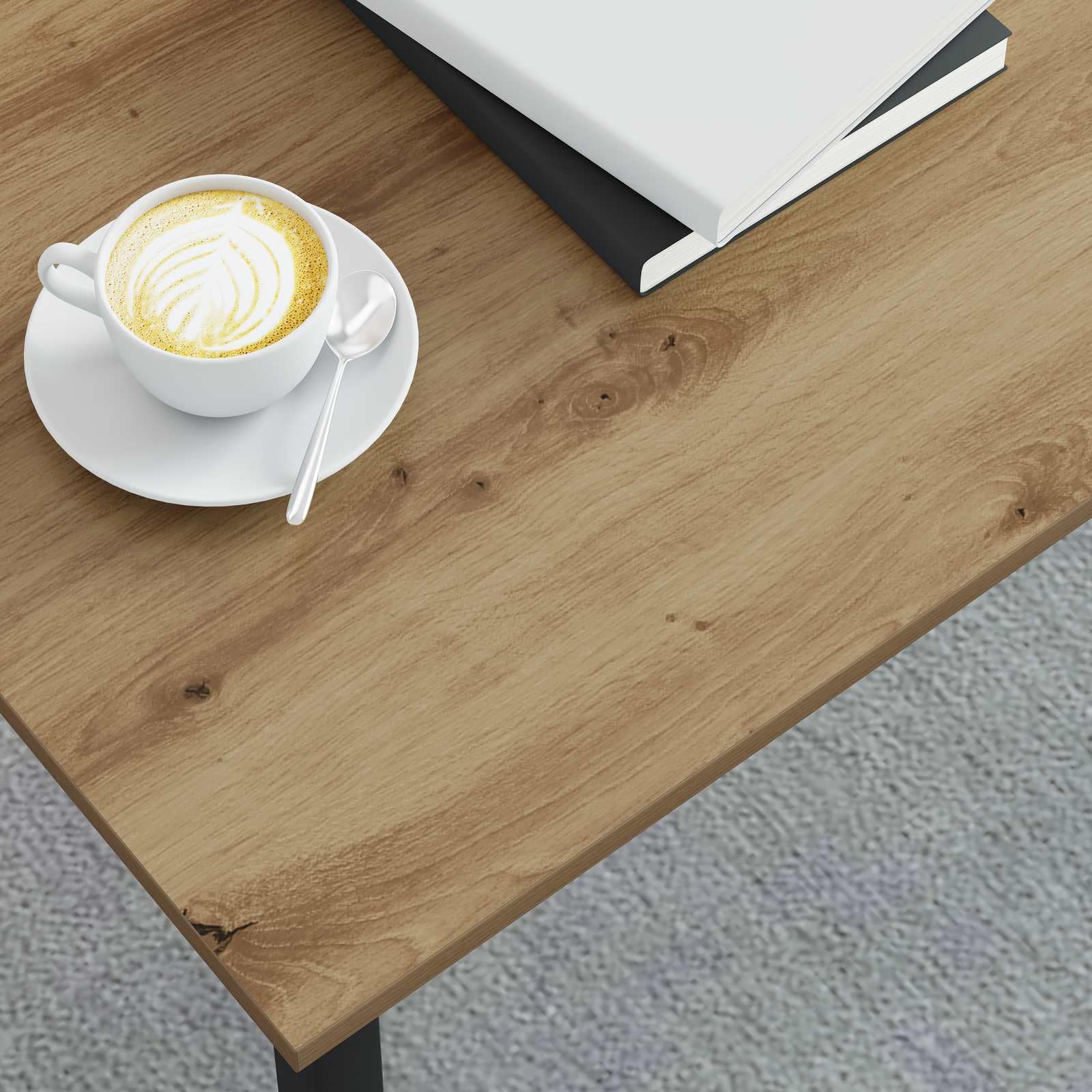 Générique Prostokątny stolik kawowy 100x50x45 cm Wood Ingenierie | Solidne metalowe nogi, łatwa do czyszczenia powierzchnia, nowoczesny minimalistyczny design, do codziennego użytku w salonie