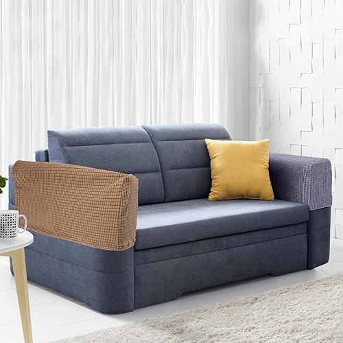 Miniatura 5 de Homoyoyo 2 fundas elásticas para reposabrazos, protector antimanchas, lavable, protector de muebles para sillas, sofá, sillón reclinable (café claro)
