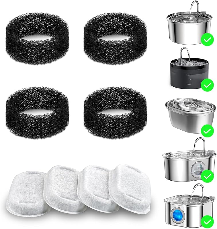 Refil para Fonte de Água para Gatos Wonder Creature com Carvão Ativado e Esponjas W0508W-F07, Pacote com 8