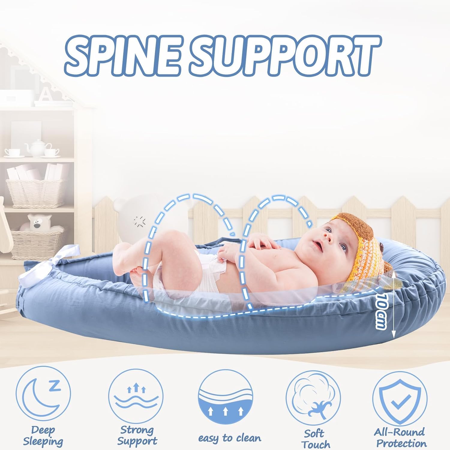 Hooyax Baby Nest Pod for Newborn Baby Lounger for Newborn Portable 100% Breathable Cotton Baby Nest for 0-12 Months Boys Girls - Image 3