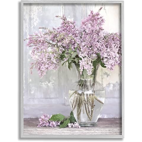 Stupell Industries Tranquil Lilac Flower Vase Framed Giclee Art, Design by Lori Deiter