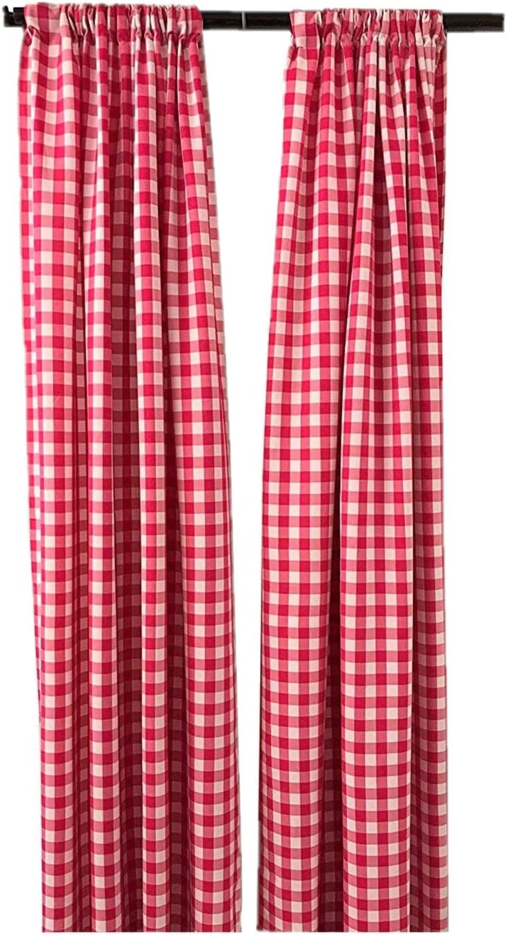 New Creations Fabric & Foam Inc, Buffalo Checkered Country Plaid Gingham Checkered Backdrop Drapes Curtains Panels, 1 Pair - (White & Lime, 5 Feet Wide x 10 Feet High)