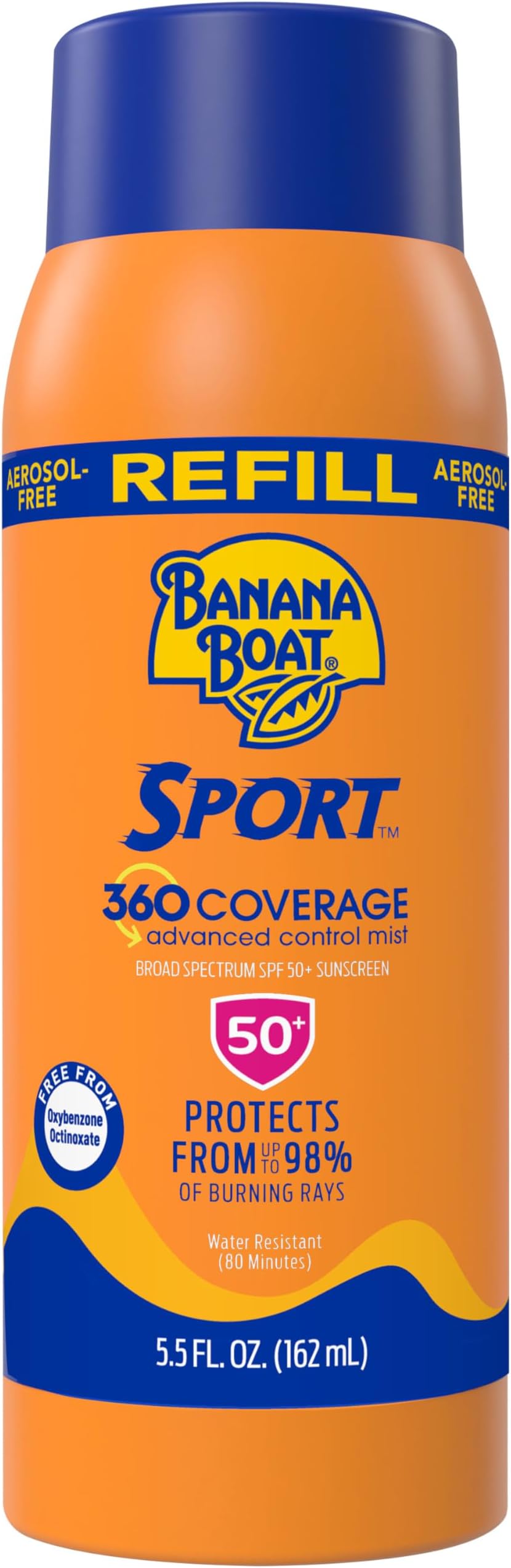 Sport 360 Coverage Spray Sunscreen Mist SPF 50 Refill | Non-Aerosol Sunscreen Spray, SPF 50 Sunblock Mist, Oxybenzone Free, 360 Coverage Refill, 5.5Fl Oz