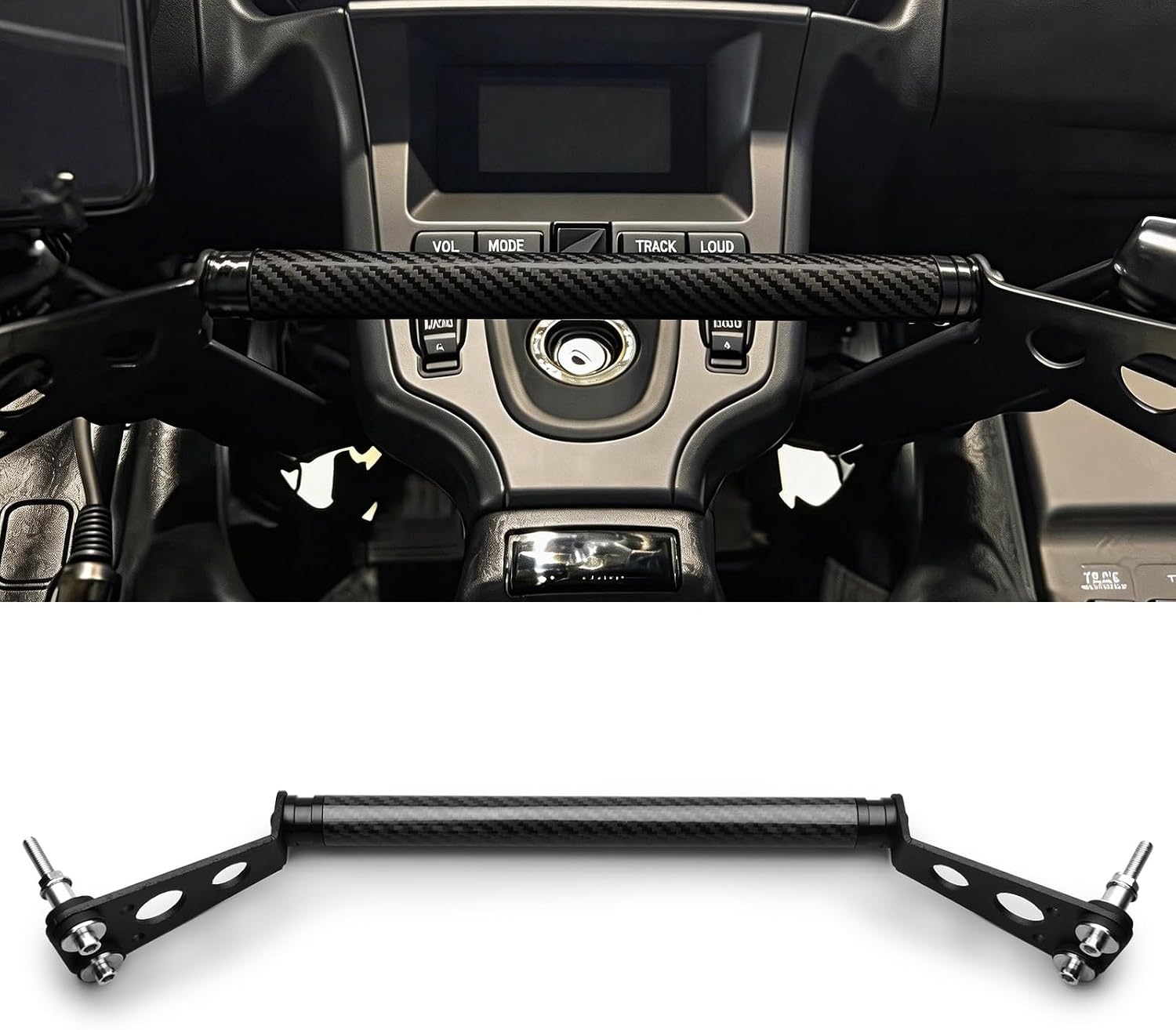 Motorcycle Phone Mount Carbon Fiber & Carbon Steel for Goldwing 1800 GL1800 2001-2017, Handlebar Navigation Mount with 22mm Crossbar Vibration Dampening Custom Accessory (Black)