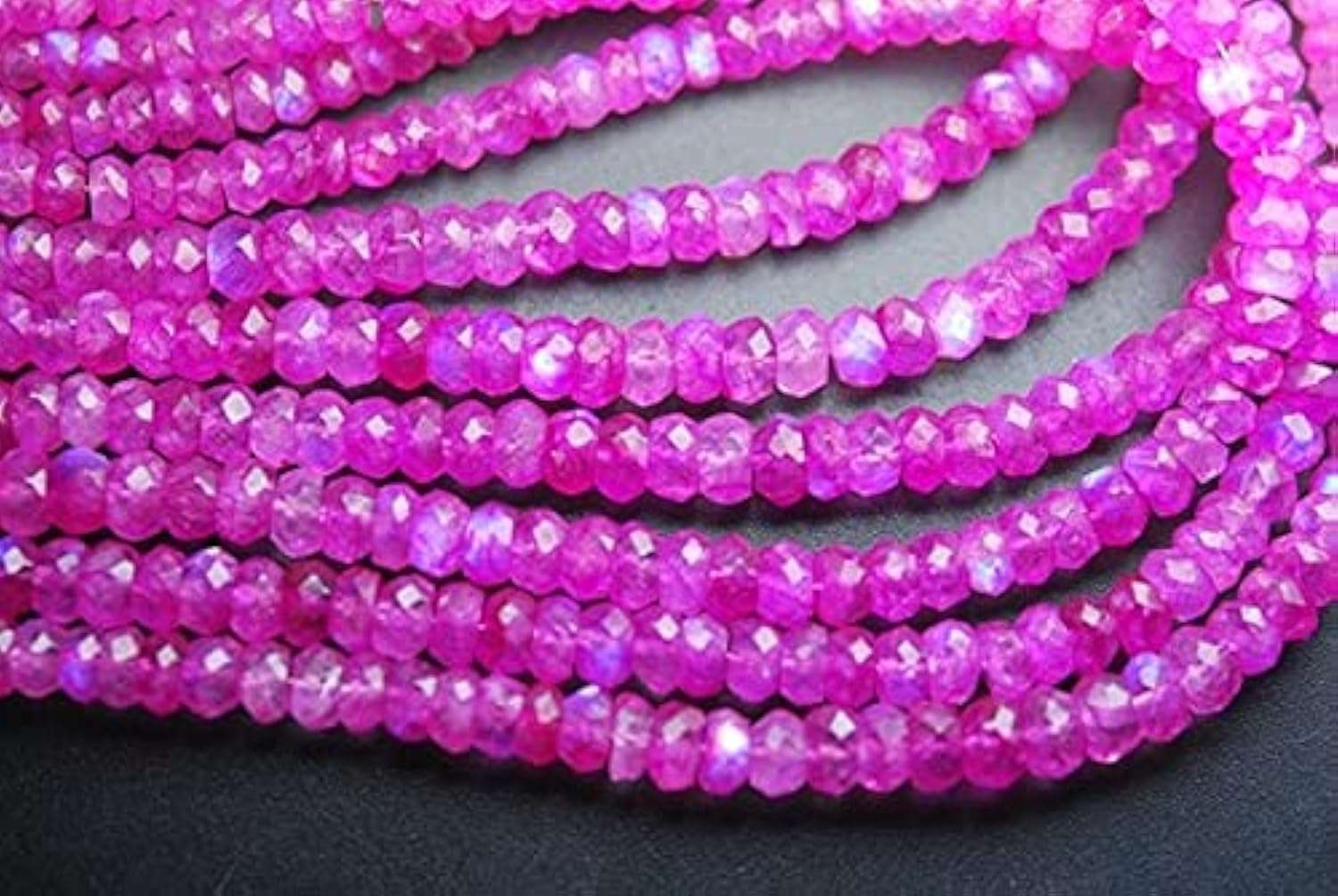 Pierre de lune arc-en-ciel rose facettée 5-6mm, perles rondelles naturelles pour fil de bijoux