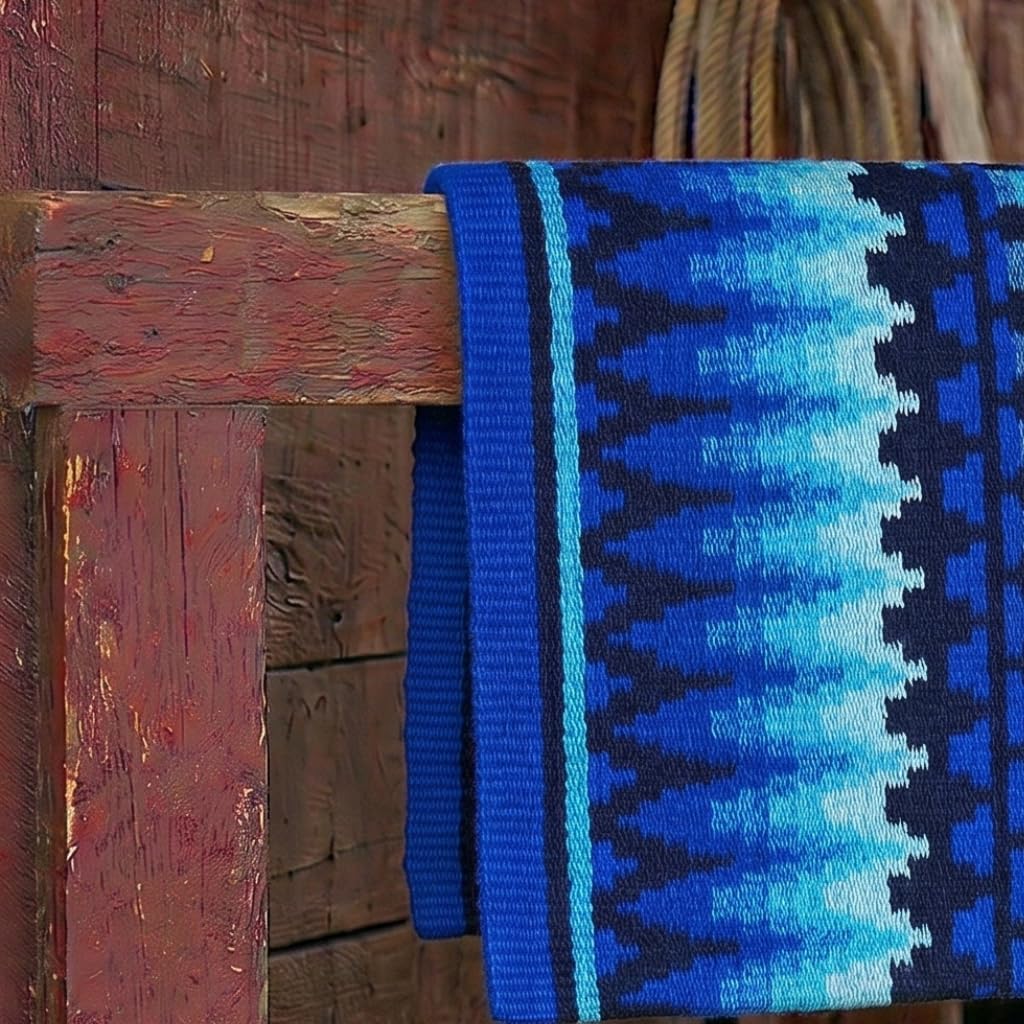 Western Show Saddle Pad/Blanket for Horses - Handmade Wool Saddle Blanket with New Zealand Design, Thick, Durable & Comfortable for Horse Riding (36” L x 38” W x 1) M21
