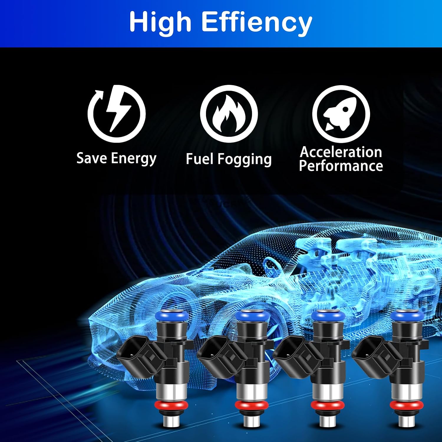 Upgraded Fuel Injectors 2521068 Compatible with Polaris Models for RZR 900 2014-2019, for Ranger XP 1000 2017-2019,for Sportsman 570 2014-2019 Set of 2 0280158258 Injectors Replacement