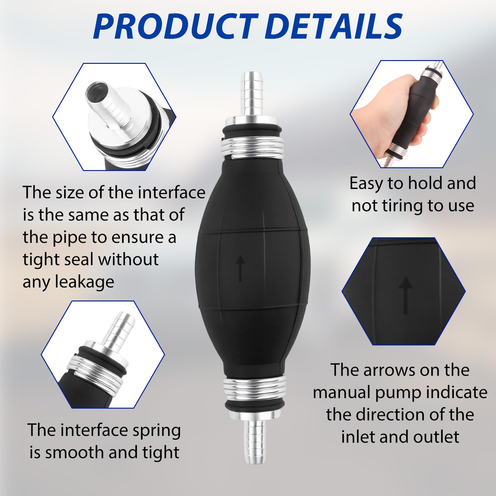 Bomba de Mano de Gasolina, Pera de Arranque 8mm para Auto y Barco, Bomba de Agua Manual para Transferencia de Combustible Diesel, Gas, Agua y Líquidos Universal para Automóviles, Barco y Cortadora - 4
