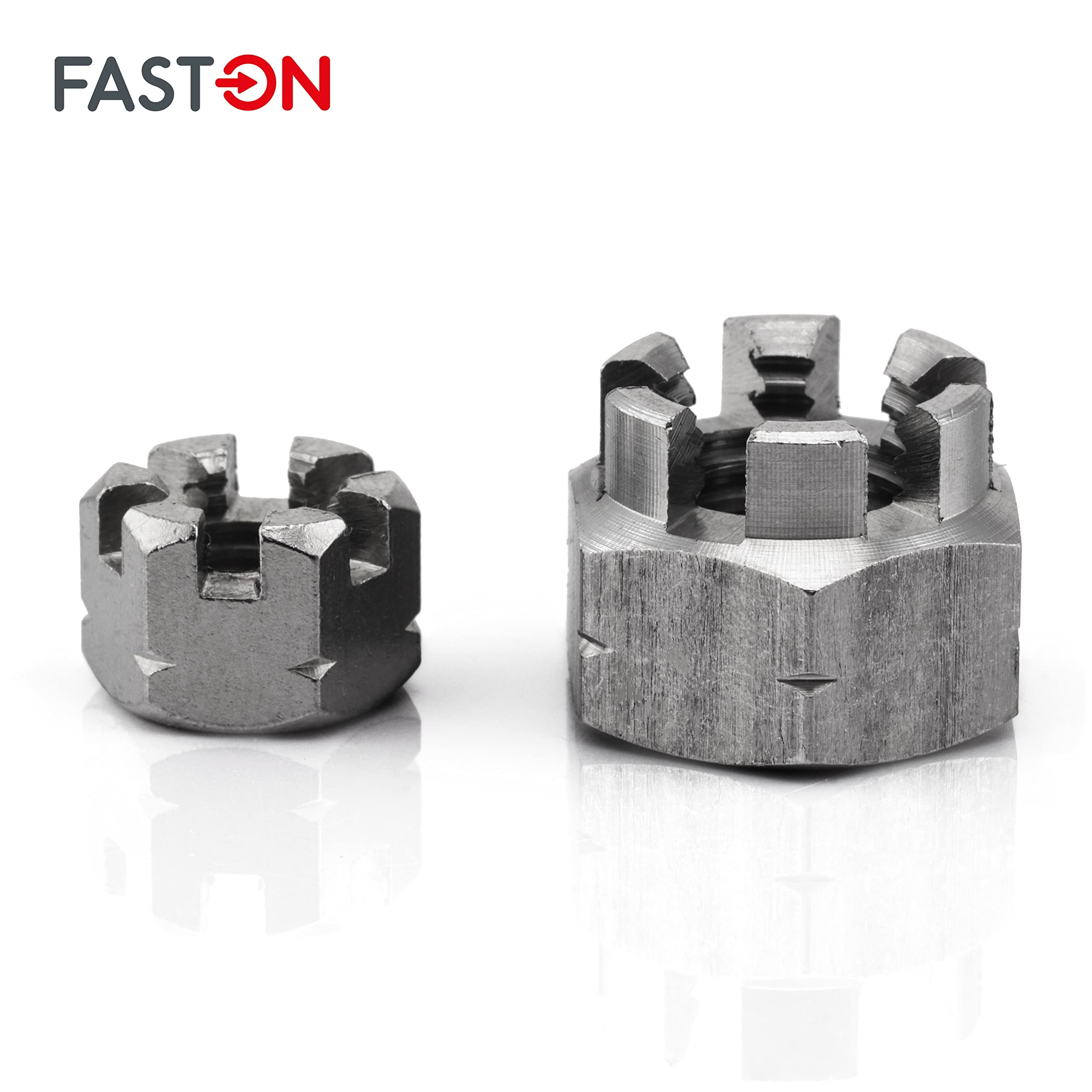 FASTON® Kronenmutter M16 DIN 935 rostfreier Edelstahl A2 V2A (10 Stück) Sicherungsmuttern Kronenmuttern Sechskantmutter Stoppmuttern Sechskant-Muttern Sicherungsmutter Muttern Rostfrei