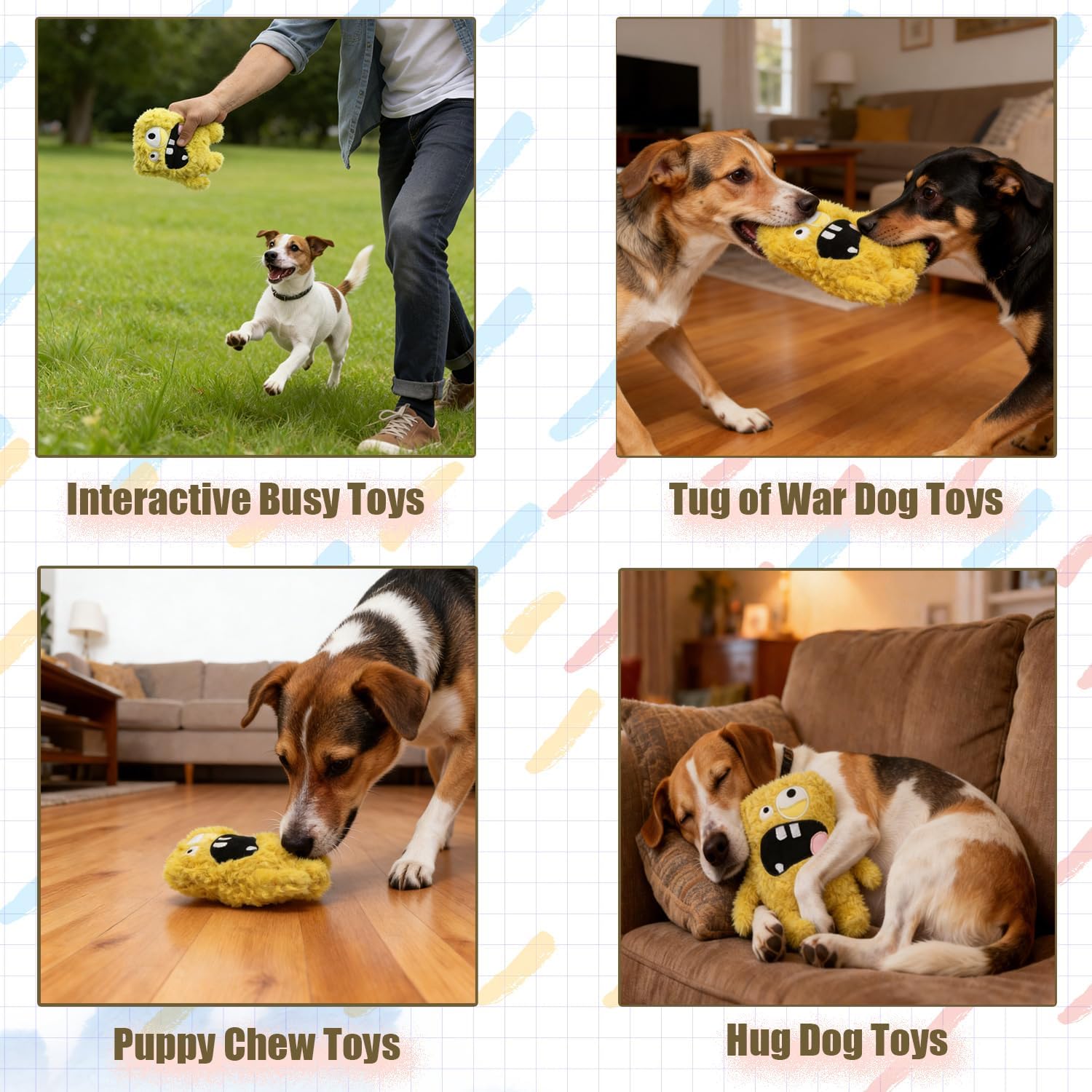 Squeaky Dog Toys for Small, Medium Dogs 4 Pack