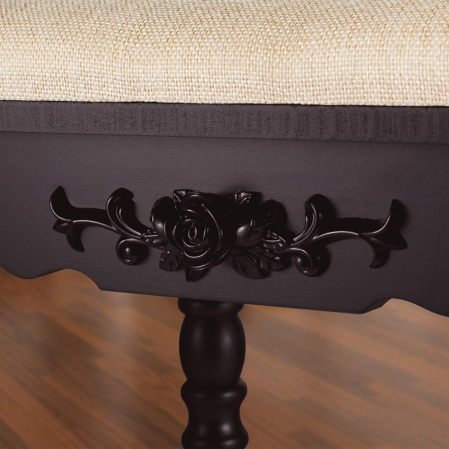 URFORESTIC Oak Wood Vanity Stool, Modern Makeup Dressing Stool with Concave Seat Surface,Capacity 300lb, Easy Assembly (Brown)