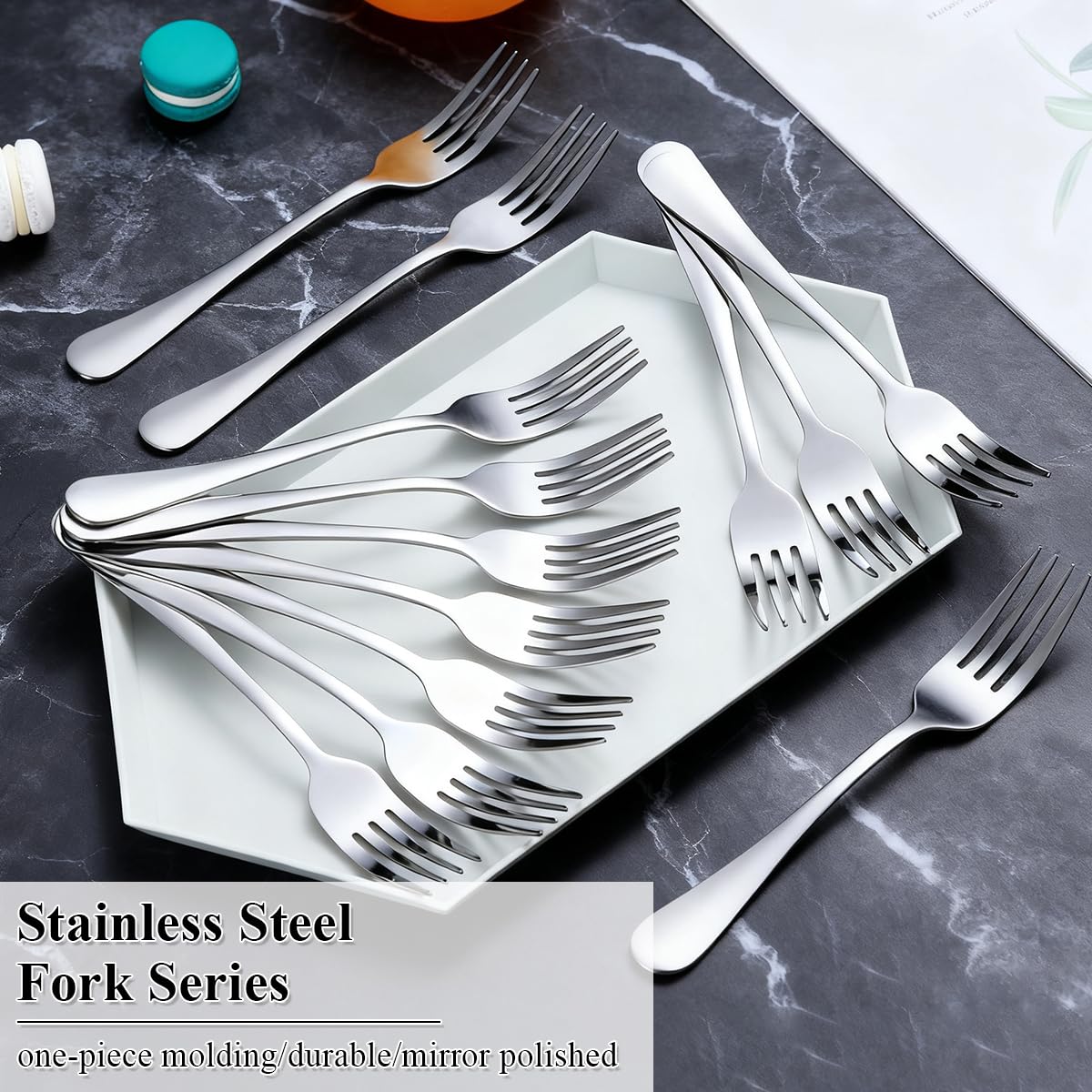 Berglander Set di 24 forchette da tavola in acciaio inox, 18,5 cm, per cucina, hotel, ristorante, lavabili in lavastoviglie